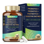 Totaria 5-in-1 Probiotic Prebiotic & Postbiotic for Women & Men, Supports Immune, Gut & Digestive Health, 120 Vegan Capsules