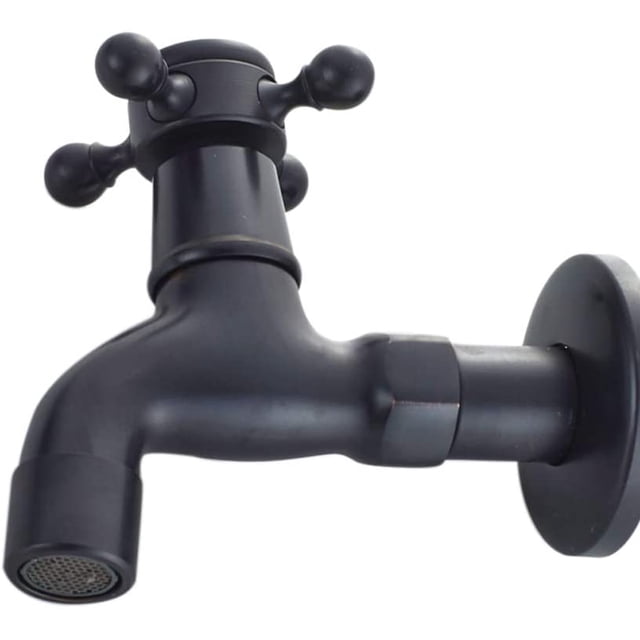 Grifo de agua fría vintage con interfaz G1/2 de un solo mango - Grifo de fregona montado en la pared para lavabo de baño (negro) esquí esquí Gafas de esquí