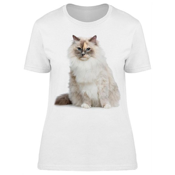 Fluffly Beautiful Birman Cat T-Shirt Women -Image by Shutterstock, Female 3X-Large