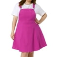 thumbnail image 2 of DARING DIVA Plus Side Adjustable Strap Denim Overall A Line Denim Dress 1X Hot Pink, 2 of 6