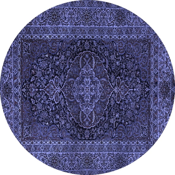 Ahgly Company Machine Washable Indoor Round Persian Blue Traditional Area Rugs, 8' Round