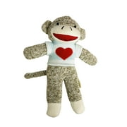 Dan Dee Collector's Choice 9" Brown Sock Monkey Plush Red Heart Sweater