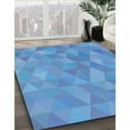 thumbnail image 3 of Ahgly Company Machine Washable Indoor Round Transitional DodgerBlue Area Rugs, 6' Round, 3 of 7
