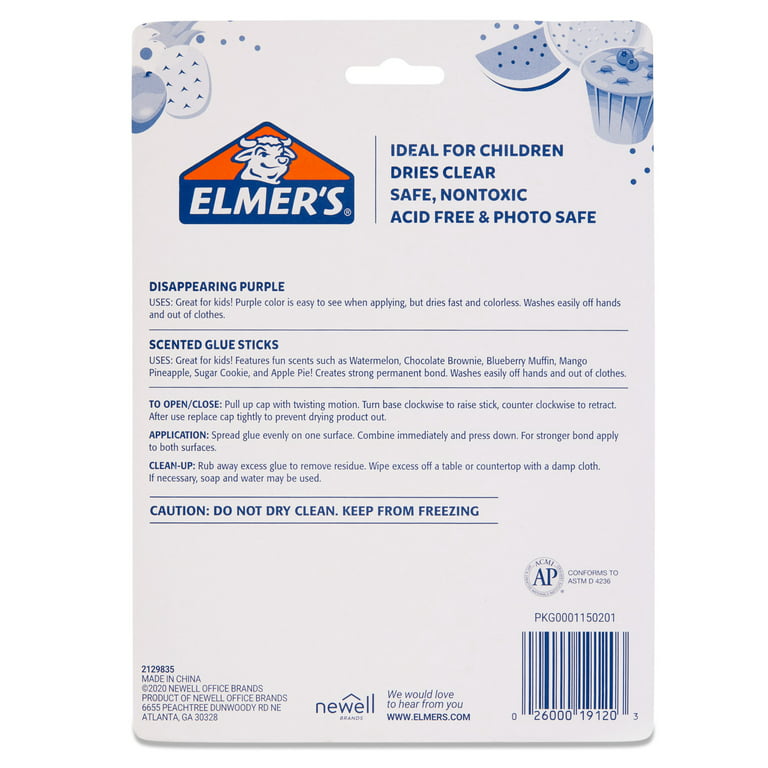 Elmer's Scented Glue Sticks Variety Pack, Includes Disappearing Purple, 12  Count 