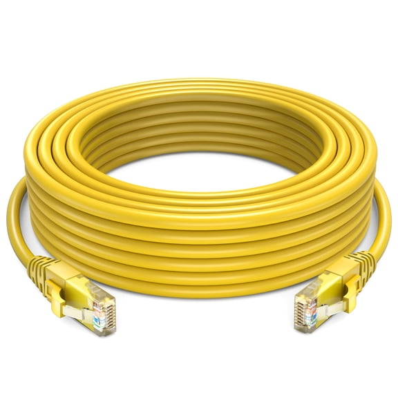 Ethernet Cable 25 ft CAT6 High Speed Internet Network LAN Cable Cord, Outdoor Waterproof (Yellow)