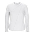 thumbnail image 3 of Women's Casual Long Sleeve Elastic Cuff Tee Crew Neck Pleated Shirts Top Simple Solid Color Loose Fit Top Tee, 3 of 5