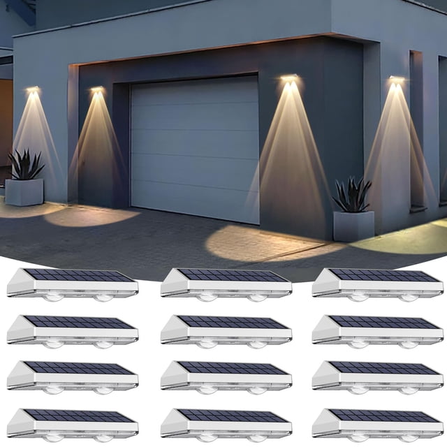 Luces solares para cerca LIANGLOME, paquete de 12, LED impermeables