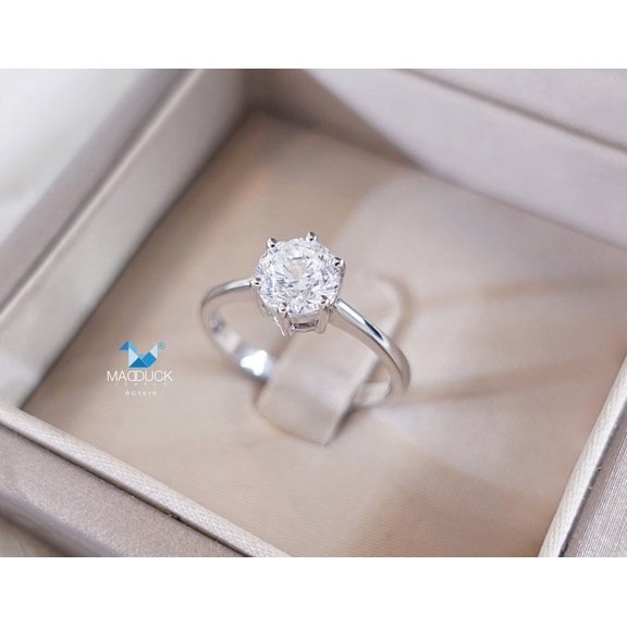 1.00 Cts Cubic Zirconia / Sterling Silver 925 Ring / Rhodium plated Nickel-Free / MadDuckJewels RG1416 / Thailand Jewelry