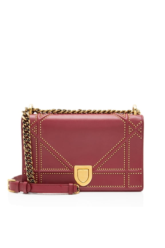 Pre-Owned Dior Calfskin Studded Diorama Small Shoulder Bag