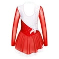 thumbnail image 4 of MSemis Kids Girls Sequins Floral Ballet Lyrical Dance Costume Long Sleeve Figure Ice Skating Dresses, 4 of 4