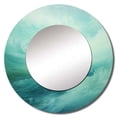 thumbnail image 2 of Designart "Turbulent Teal Waves Drama" Coastal Waves Blue Large Round Mirror - Round Bedroom Mirror Wall Decor - Coastal Round Printed Mirror - 29" x 29", 2 of 6