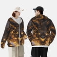 thumbnail image 5 of Logiee Cool Black Gold Dragon Print Men's Women Light Jacket Full Zip Sun Protection Hoodie Long Sleeve Sun Shirts for Men Hiking Fishing Zip Pockets-3X-Large, 5 of 8