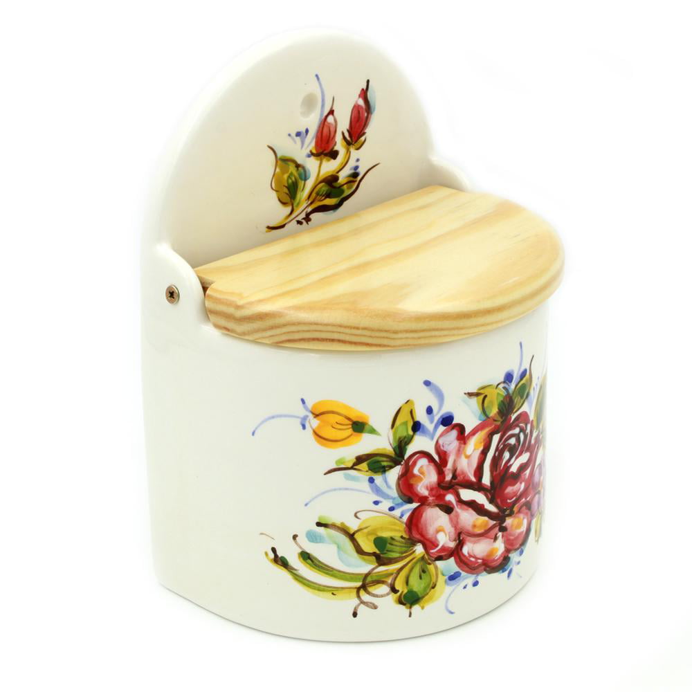 Hand-painted Traditional Portuguese Ceramic Salt Holder Yellow 