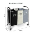 thumbnail image 6 of 240L Large Laundry Hamper Laundry Basket Sorter 3 Section Bag Organizer with Frame and Wheels for Bathroom Bedroom Nursery Heavy Duty Laundry Cart Baskets for  Dirty Clothes Toys Towel, 6 of 6