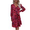 thumbnail image 1 of Vestido de volantes con cuello en V y cinturón con cordones sexy para mujer Fridja  yut4798, 1 of 6