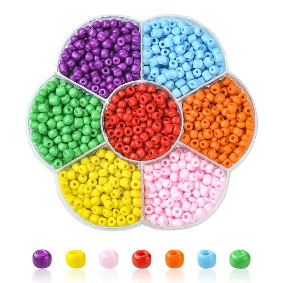 1050Pcs 7 Color 6/0 Opaque Colours Glass Seed Beads Small Craft Beads for DIY Jewelry Making Round Mixed Color 4mm Hole: 1.5mm 150Pcs/color