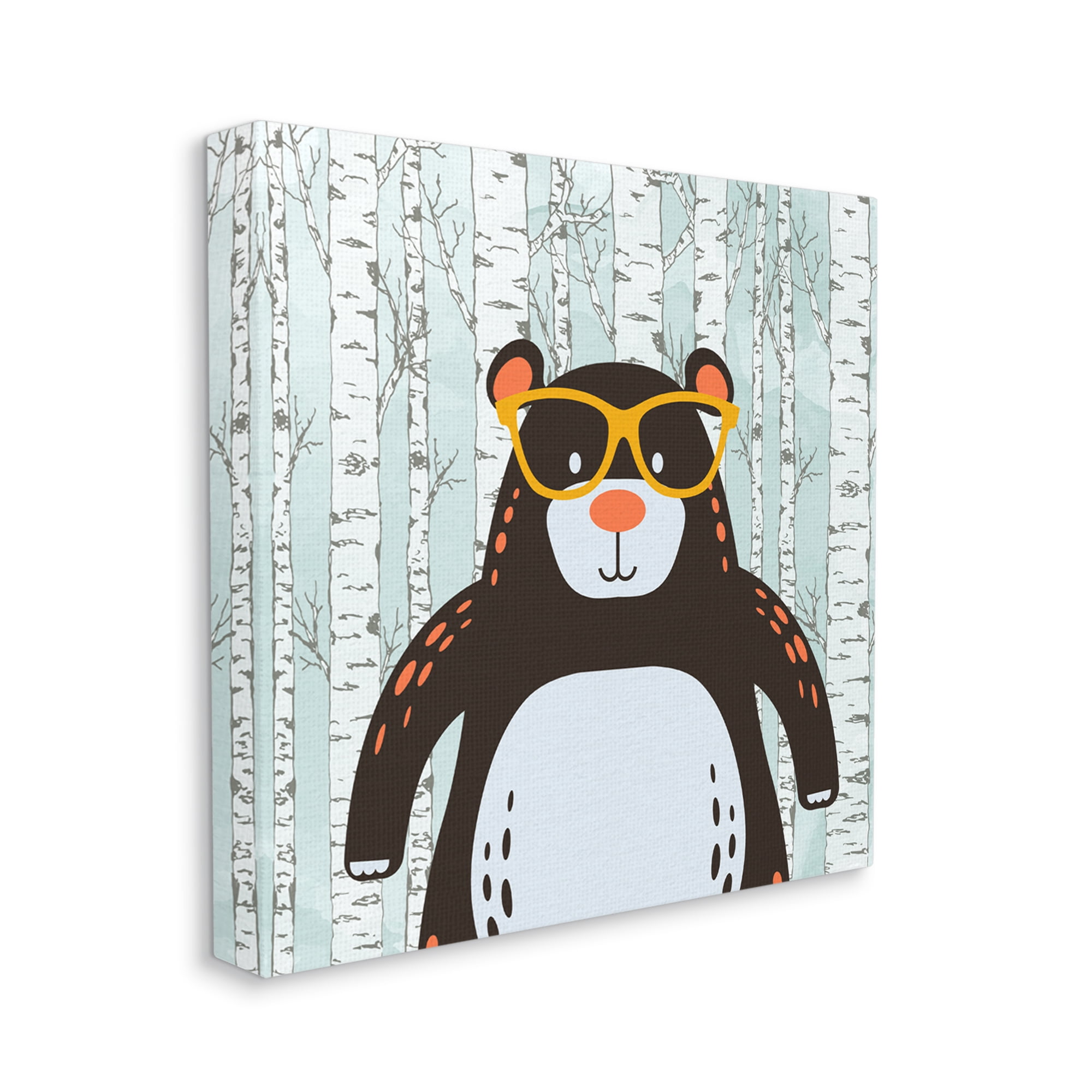 Stupell Industries Bear & Birch Trees Animals & Insects Painting Gallery Wrapped Canvas Art Print Wall Art, 30 x 30