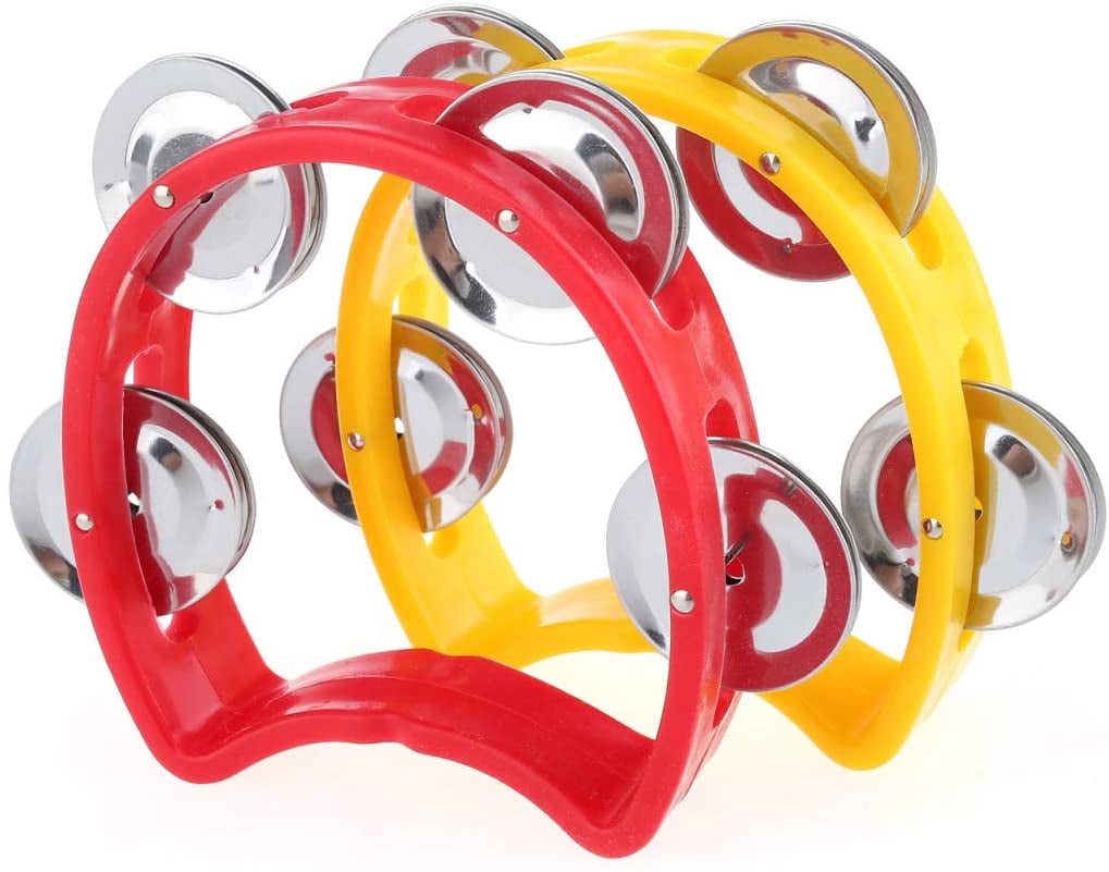 Tambourine with Bells Plastic Musical Percussion Tambourine Can be Used for Adult and Infant Family School Gatherings（Black） Kids Half Moon Tambourine Mini Tamborine 