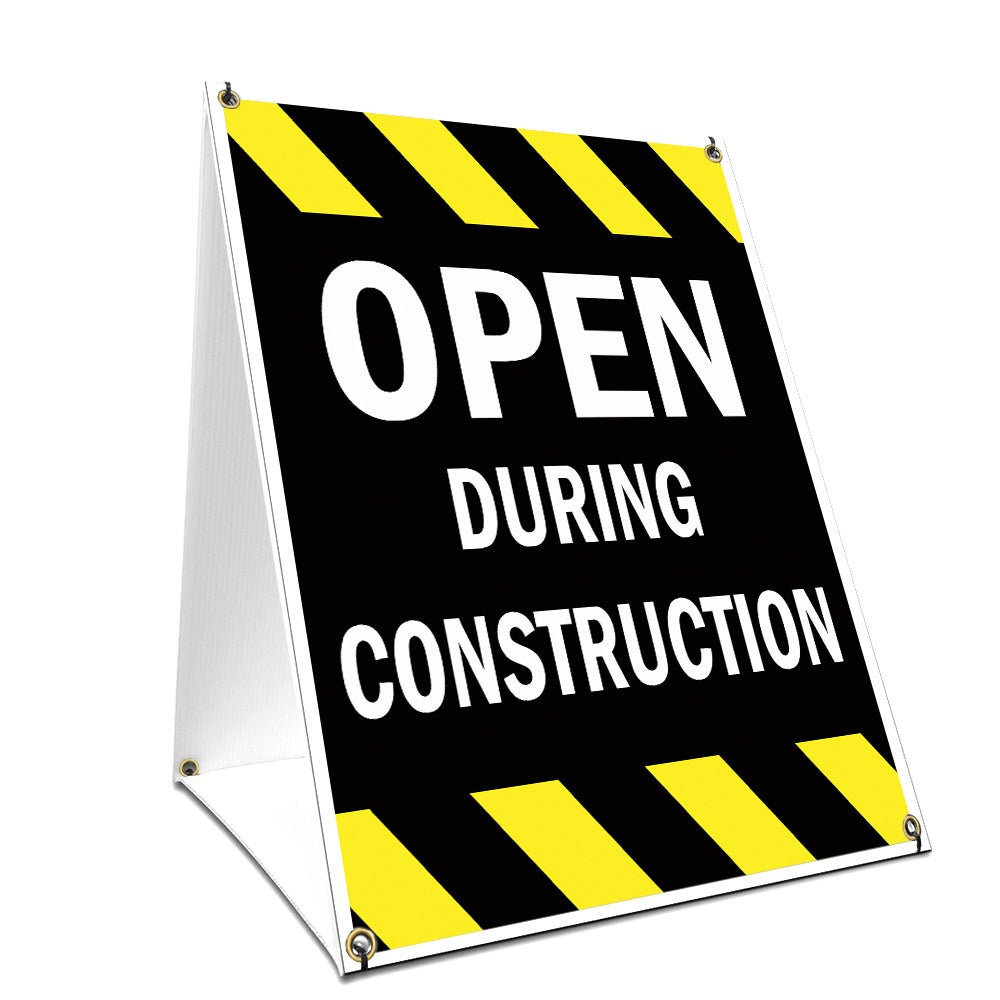 A-frame Sidewalk Open During Construction Sign With Graphics On Each Side -  Walmart.com