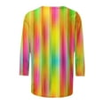 thumbnail image 5 of 3/4 Length Sleeve Graphic Tees Casual Round Neck Fitted Womens Tops Gradient(Hot Pink,3XL), 5 of 5