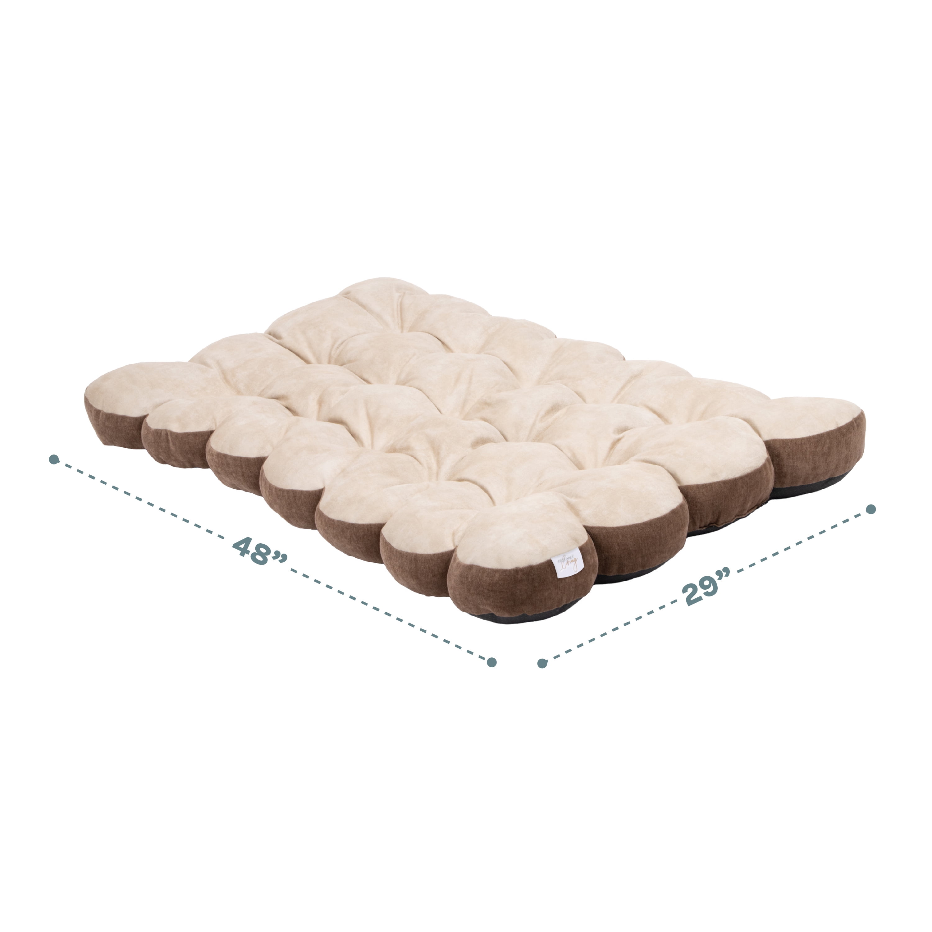 SportPet Designs Tufted Sherpa Cushion Pet Bed, Tan, XXL 48 in x 29 in