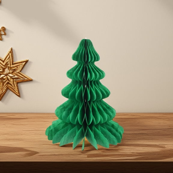 WEUVEB Festive Green Honeycomb Xmas Tree, Paper Holiday Centerpiece, Easy Assembly, Joyful Party Decor