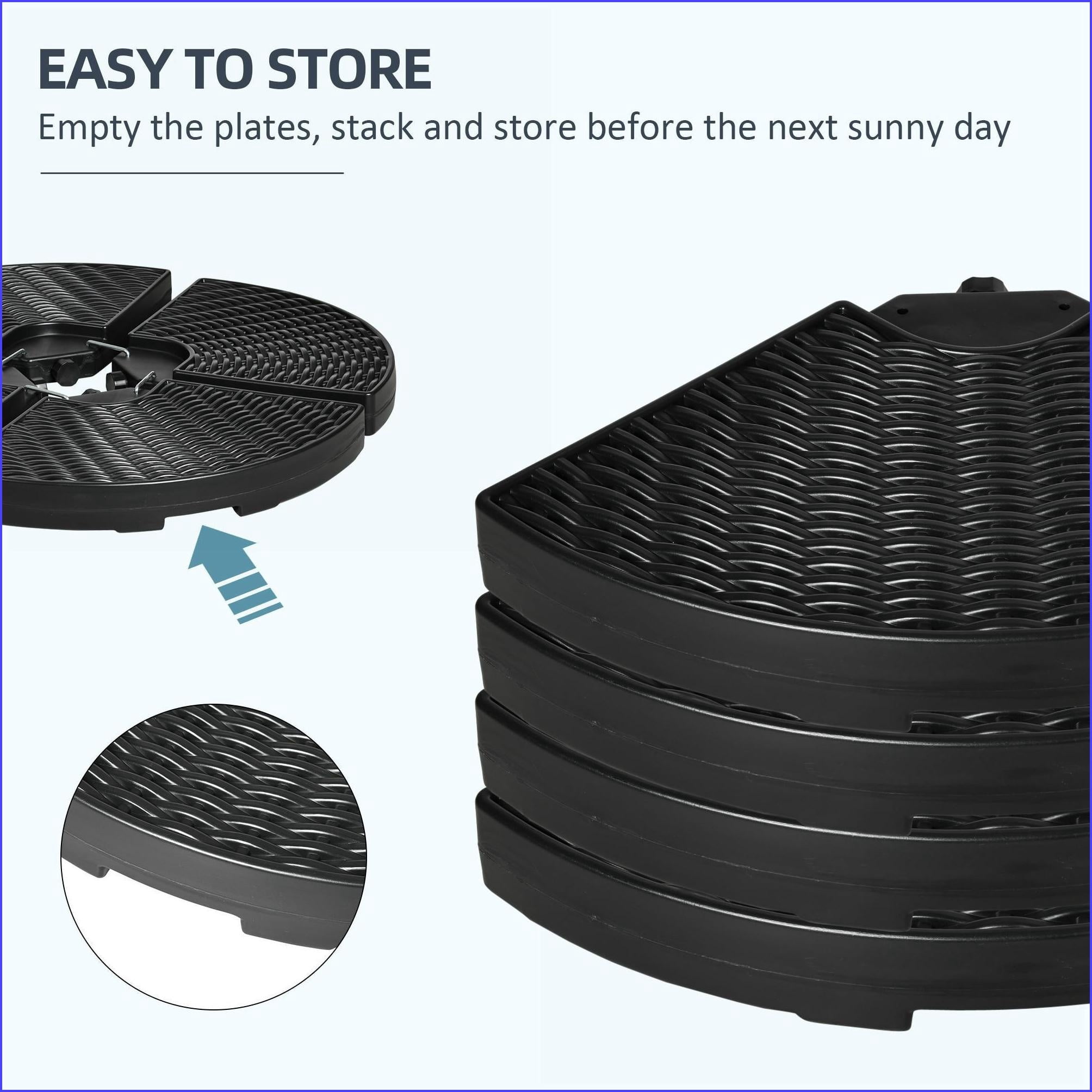 Patio Umbrella Base Weights | 4-Piece for Offset Cantilever Umbrellas | All-Weather Outdoor, Black Round | HDPE | Brown