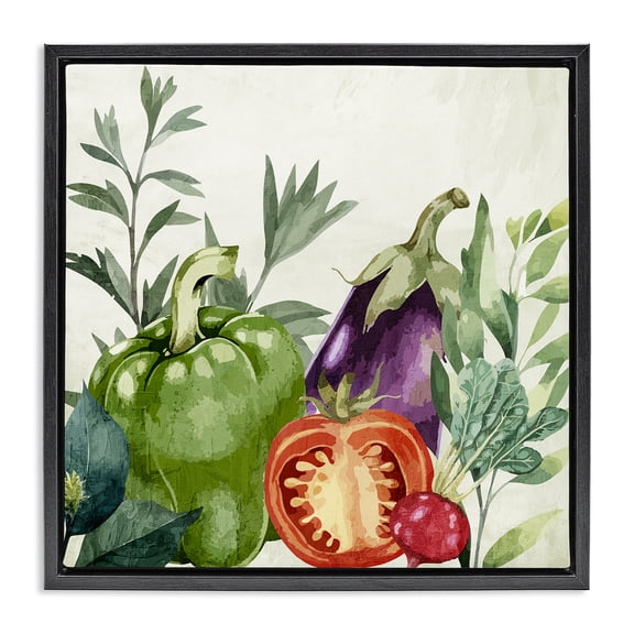 Stupell Industries Organic Garden Vegetables Food & Beverage Painting Black Floater Framed Canvas Art Print Wall Art, 18 x 18