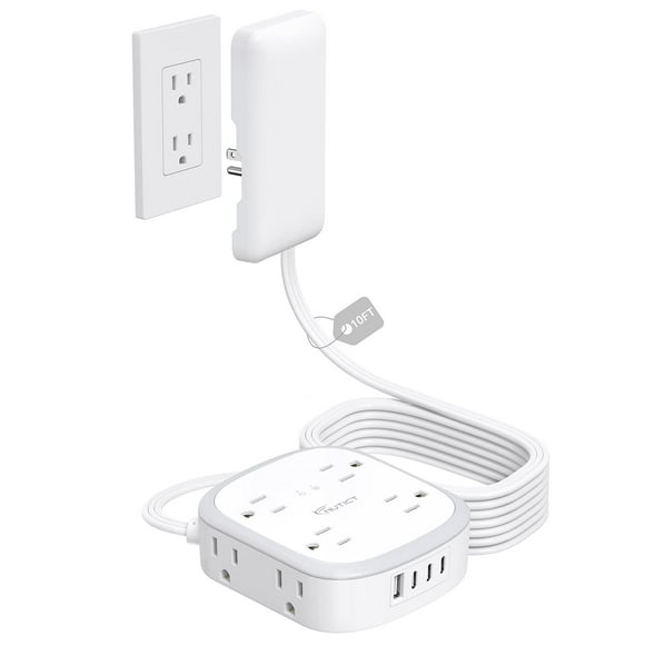 Cable de extensión plano, regleta de alimentación NUTICT, 8 salidas, 3 USB-C, 1 USB-A