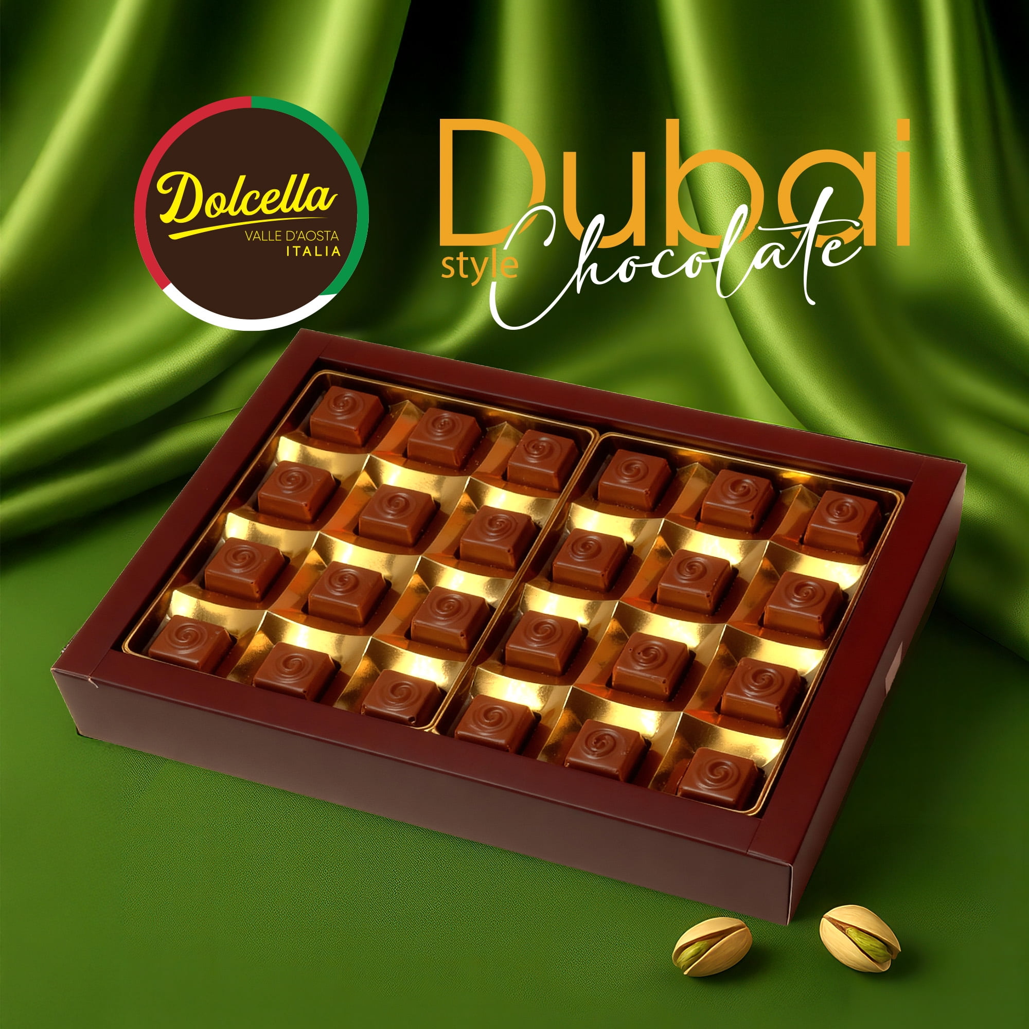 Dolcella - Dubai Milk Chocolate with Pistachio Butter & Crispy Kadayıf Gift Box 9.31 oz (264g)