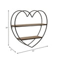 thumbnail image 5 of Heart Wall Mounted Shelf with Wood Shelves and Metal Frame for Home Decor - 2-Tier Hanging Storage Organizer for Living Room, Bedroom, Office or Entryway - Wall Shelf for Books - 20", Black & Brown, 5 of 10