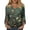 Dark Green, variant on Delconic Women’s Casual Floral Print V Neck Three Quarter Sleeve Loose Fit Blouse Top for Everyday Wear and Comfortable Style Dark Green L