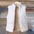 thumbnail image 7 of Women Fleece Lined Quilted Vest Sleeveless Zip up Outerwear Lapel Collar Warm Waistcoat Casual Fall Winter Gilet with Pockets White L, 7 of 7