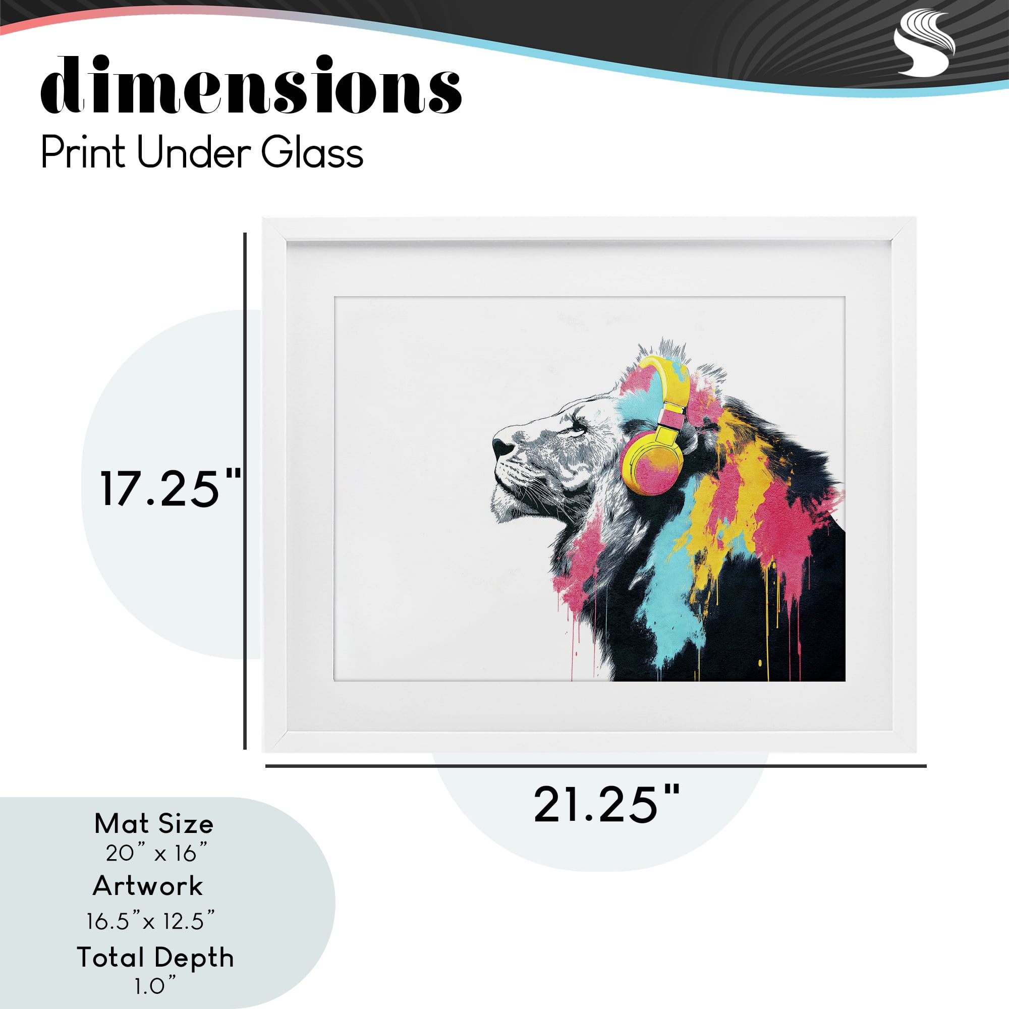 Stupell Industries Lion On Air Headphones White Framed Print Under Glass, design by Svetlana Aleynikova
