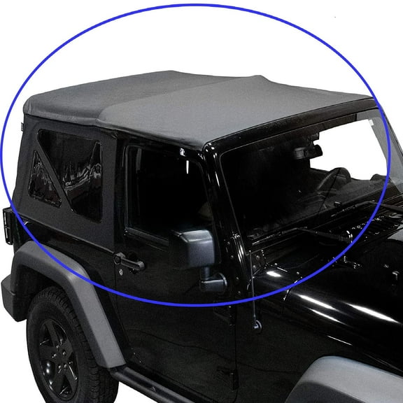 Lab Work Black Soft Top Kit, Vinyl Coated Fabric, Fit for 2010-2017 Jeep Wrangler JK 2-Door