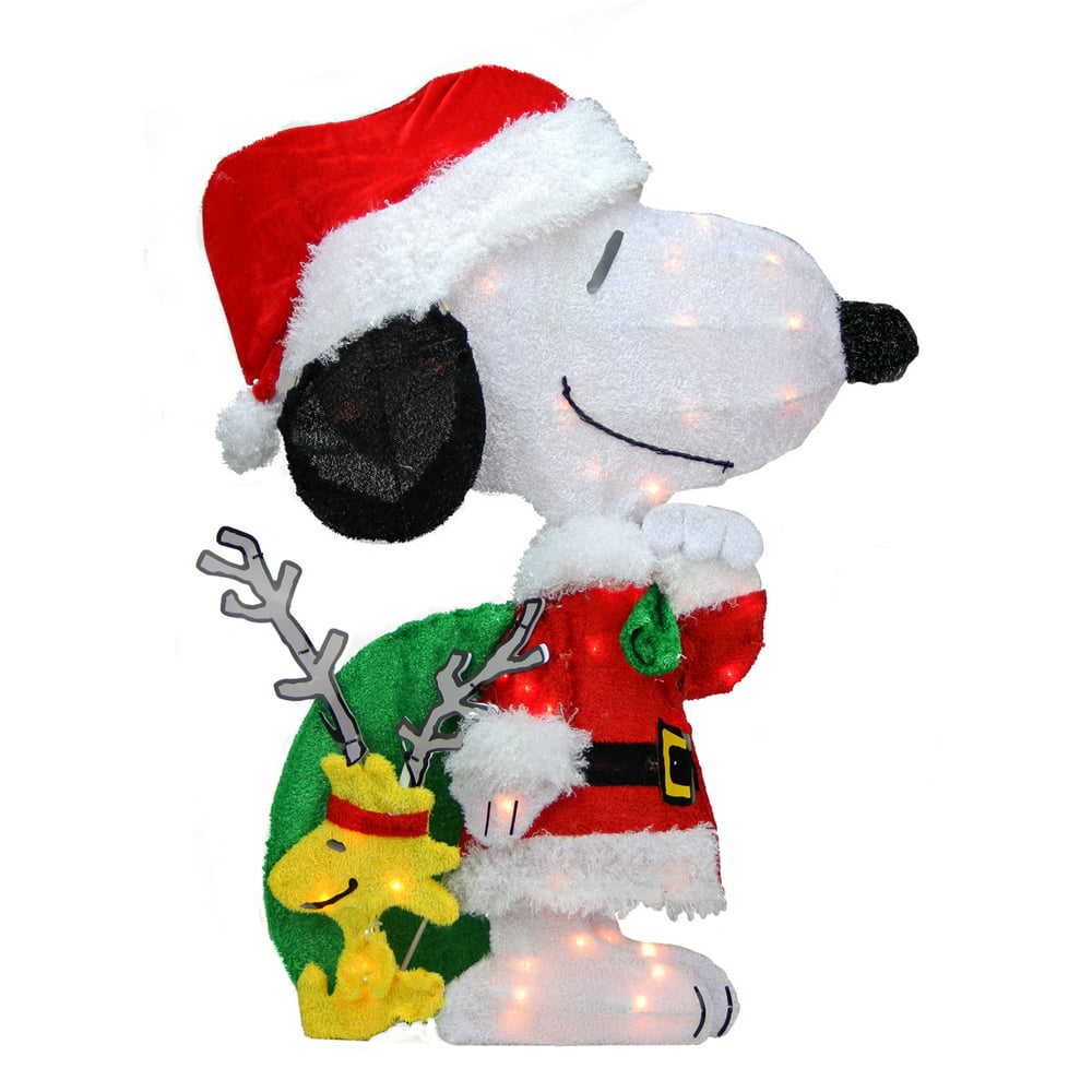 Peanuts Christmas 28" Prelit 2D Snoopy with Santa's Toy Bag Outdoor