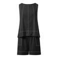 thumbnail image 6 of Curuila Two Piece Sets For Women Shorts Suit Solid Color Crew Neck Sleeveless Tank Top Breathable Outfit Set Black Size L, 6 of 6