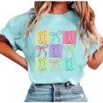 thumbnail image 1 of Tops de Manga Corta de Verano para las Mujeres Imprimir Blusa de Cuello Redondo, Moda Ligera de Poliéster Spandex, 1 of 4