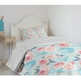 thumbnail image 4 of Ambesonne Vintage Quilted Bedspread Set 2 Pcs, Flowers Roses Teapot, Twin Size, Pale Blue Pale Pink, 4 of 6