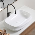 thumbnail image 3 of TICOZE Modern 23.6 Inch Rectangular Textured Vessel Sink, 3D Ribbed Bas Relief Design Bathroom Sink Vanity Sink, Gloss White Ceramic Sink with Nano-Glaze, 3 of 7