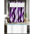 thumbnail image 6 of No Hook Cloth Fabric Shower Curtain with Snap in Liner, Purple Striped Ombre Waterproof Shower Curtains Set with See Through Top Window, Modern Purple Moire Geometric Bath Curtains Shower 72"x96", 6 of 6