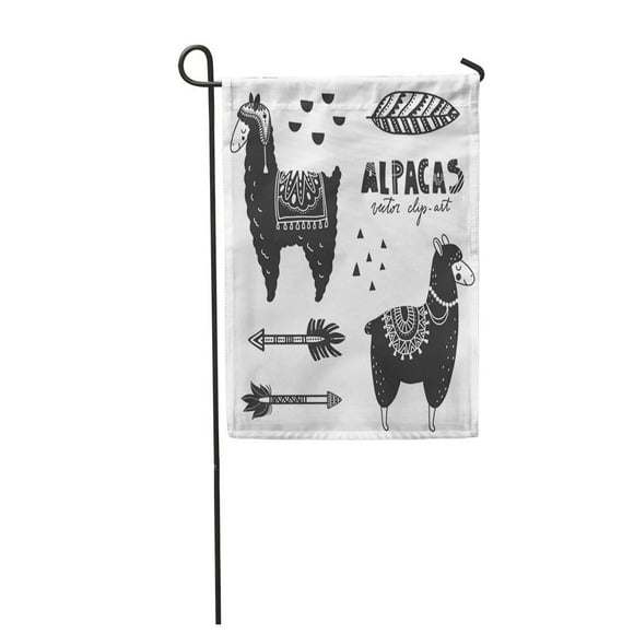 NUDECOR Monochrome Llamas Alpacas Scandinavian for Nursery Room Black Garden Flag Decorative Flag House Banner 28x40 inch