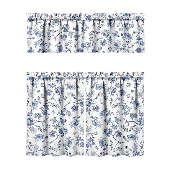 Kojanyu Kitchen Curtains Small Coffee Curtains 3-Piece Set, Light Filtering and Heat Insulating for Basement Windows