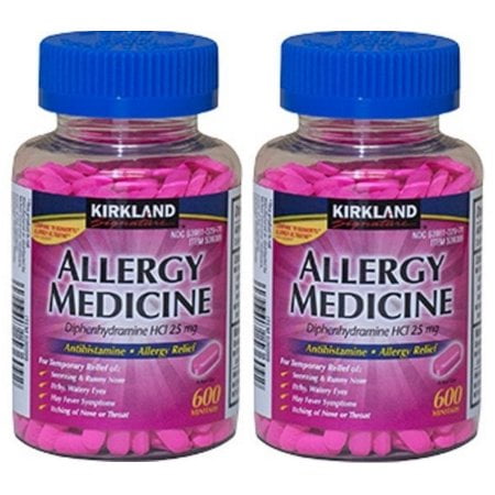 Kirkland Signature Allergy Medicine Diphenhydramine HCI 25 mg 600 Tablets 2 Pack