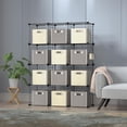 thumbnail image 2 of Cube Storage Organizer, 12 Cubes Stackable DIY Metal Wire Cube Storage Shelf for Closet Organizers and Storage, Bookshelf Storage Cubes for Bedroom Living Room Office- 11.8"× 11.8" 45Pcs Black, 2 of 8