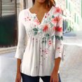 thumbnail image 2 of 3/4 Sleeve Shirts for Women's Fashion Printed T-Shirt 3/4 Sleeves Blouse V-Neck Casual Tops, 2 of 5