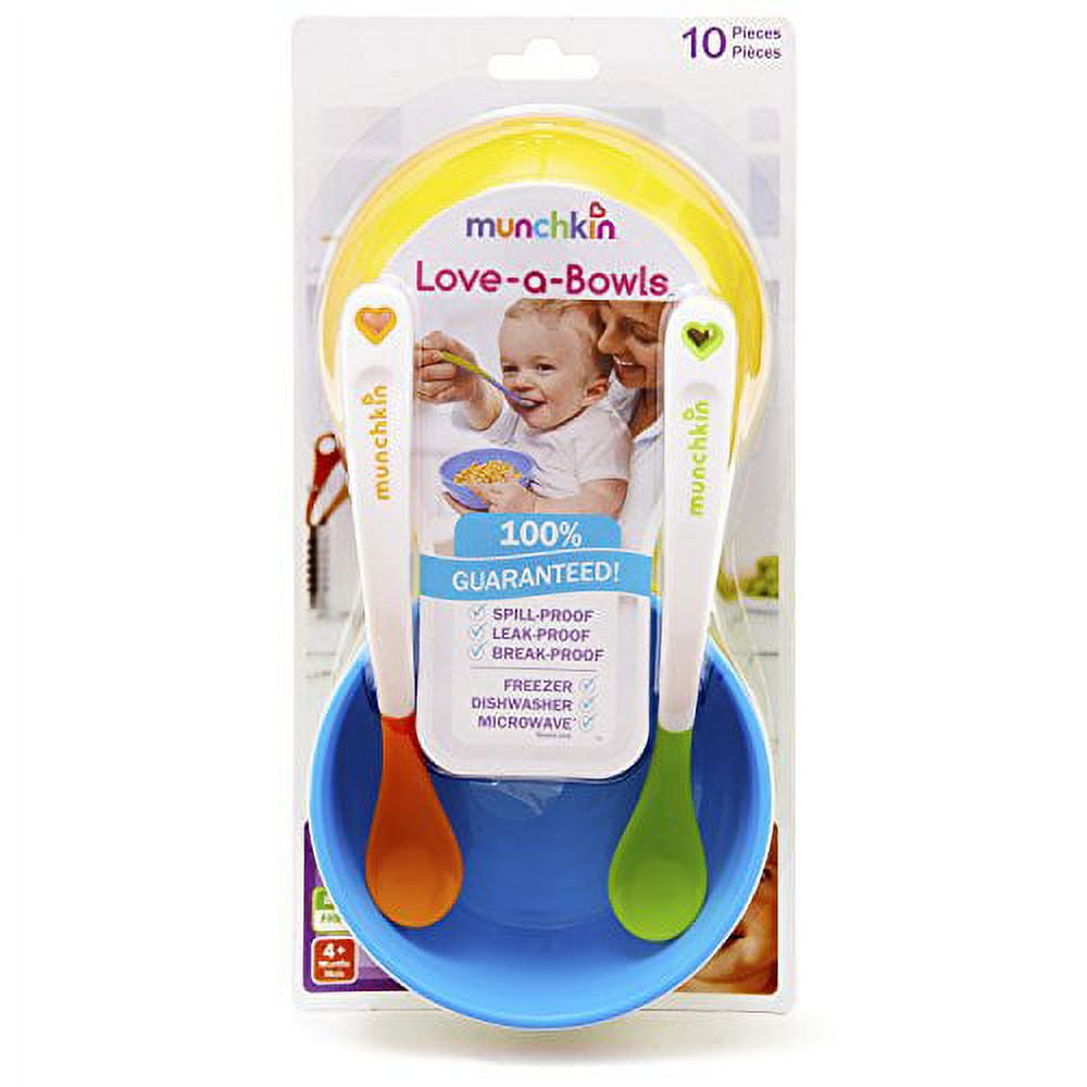 Munchkin® Love-a-Bowls™ 10 Piece Baby Feeding Set, Includes Bowls with Lids  and Spoons, Multicolor