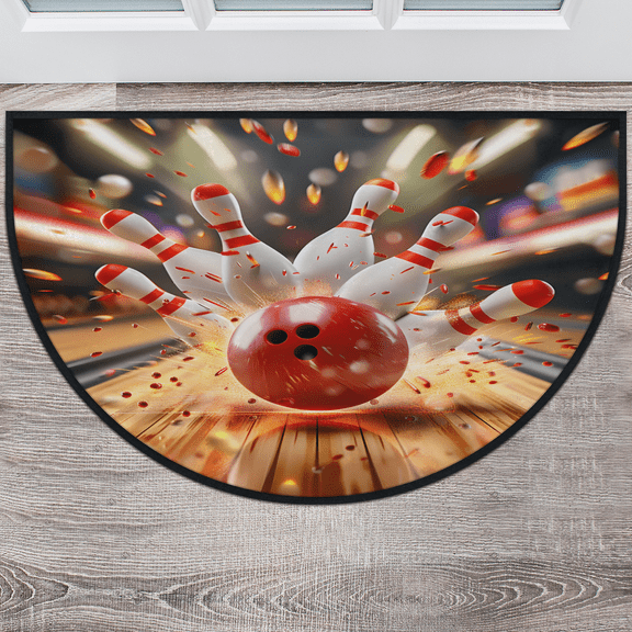 CURLYOOT Bawling Ball Half Round Door Mat 40'' x 63'', Indoor Outdoor Entrance Rug, Semi Circular Area Rug, Non Slip Washable Absorbent Doormat, Laundry Room Rug