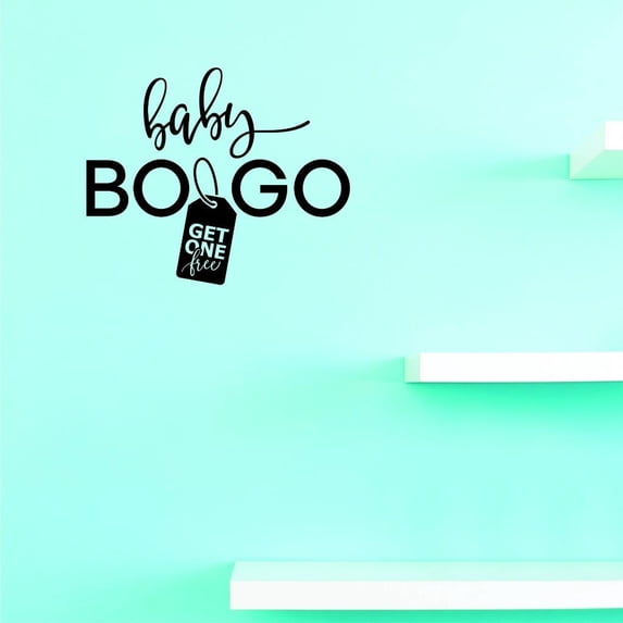 Custom Decals Baby Bogo Get One Free Wall Art Size: 12 X 12 Inches Color: Black
