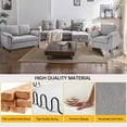 thumbnail image 5 of Soscana 3 Piece Living Room Furniture Set, Modern Linen Small L Shaped Couch Sectional Sofa with Storage Ottoman, 3-Seater Sofa & Loveseat & Armchair for Living Room, Office, Apartment, 5 of 8